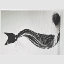 Zwart Wit Fury Silhouet Kat Decoupage