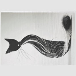 Zwart Wit Fury Silhouet Kat Decoupage Tissuepapier