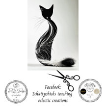 Zwart Wit Fury Silhouet Kat Decoupage