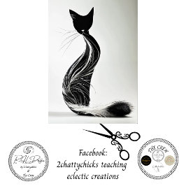 Zwart Wit Fury Silhouet Kat Decoupage Tissuepapier