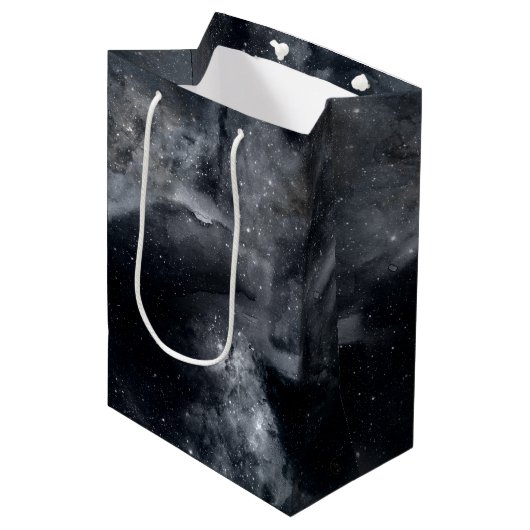 Zwart wit galaxy Nebula Painting Medium Cadeauzakje (Voorkant Gekanteld)
