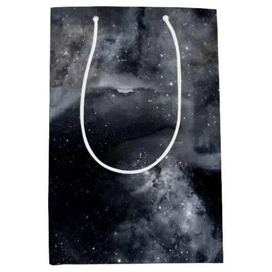 Zwart wit galaxy Nebula Painting Medium Cadeauzakje (Voorkant)