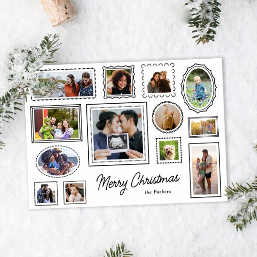 Zwart-wit Galerij Muur Multi-Photo Feestdagenkaart