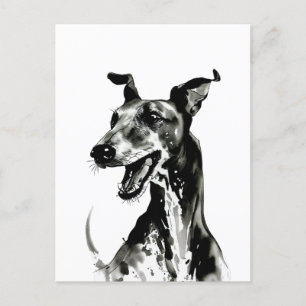 Zwart-wit Galgo Español Joyful Greyhound Briefkaart