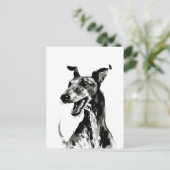 Zwart-wit Galgo Español | Joyful Greyhound Briefkaart (Staand voorkant)