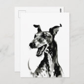 Zwart-wit Galgo Español | Joyful Greyhound Briefkaart (Voorkant / Achterkant)