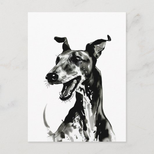 Zwart-wit Galgo Español | Joyful Greyhound Briefkaart (Voorkant)