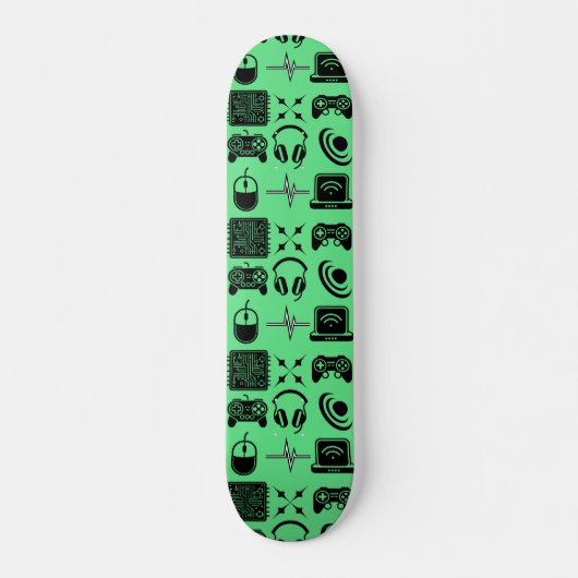 Zwart-wit gamedecoratie persoonlijk skateboard (Voorkant)