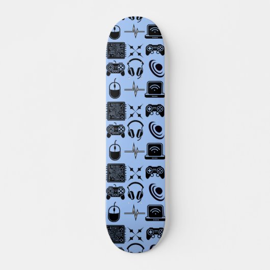 Zwart-wit gamedecoratie persoonlijk skateboard (Voorkant)