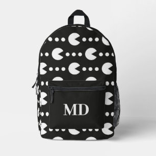 Zwart-wit Gamer Patroon Monogram Bedrukte Rugzak