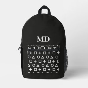 Zwart-wit Gamer Patroon Monogram Bedrukte Rugzak