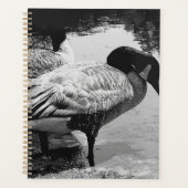 Zwart-wit Ganzen Quiet Moment aan het Meer Planner (Voorkant)