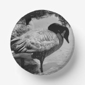 Zwart-wit Ganzen Quiet Moment bij het meer. Papieren Kommen (Voorkant)