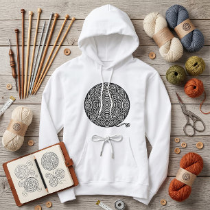 Zwart-wit garenbal-mandala hoodie
