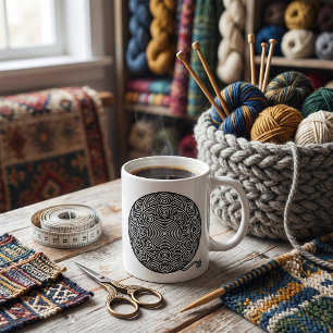 Zwart-wit garenbal mandala koffiemok
