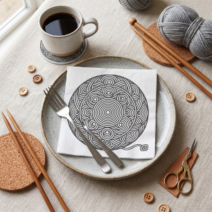 Zwart-wit garenbal-mandala servet