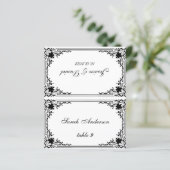  Zwart Wit Gast Naam Trouwplaats Kaart (Staand voorkant)