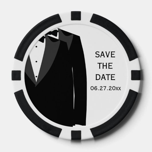 Zwart Wit Gay Bruiloft Save The Date Poker Chips (Voorkant)