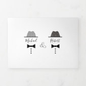 Zwart Wit Gay Fotobruiloft Drieluik Uitnodiging (Cover)