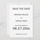 Zwart-wit gay trouwkaart Save The Date Kaart (Achterkant)