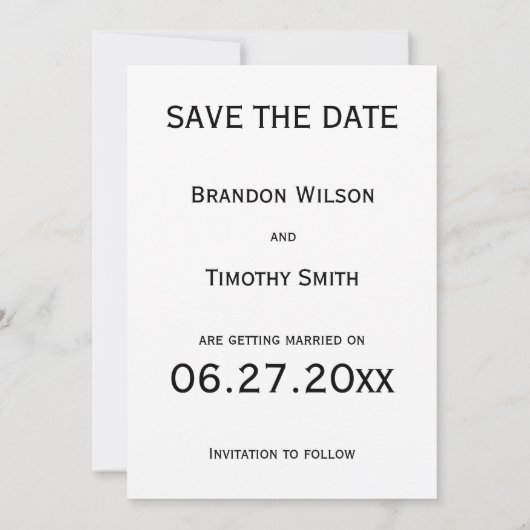 Zwart-wit gay trouwkaart Save The Date Kaart (Achterkant)