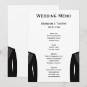 Zwart-wit gay trouwmenu kaarten (Voorkant / Achterkant)