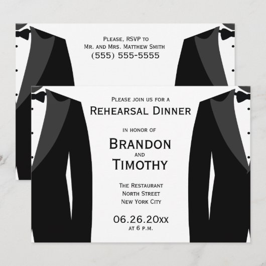 Zwart-wit gay trouwrepetitie uitnodigingen (Voorkant / Achterkant)
