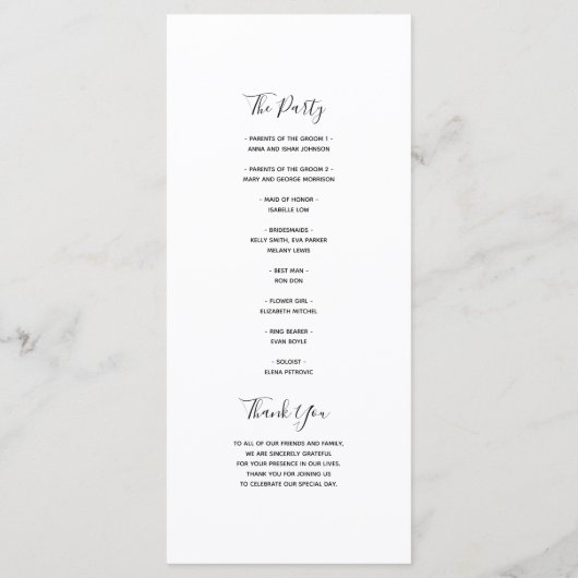 Zwart Wit Gay Wedding Programmakaart (Achterkant)