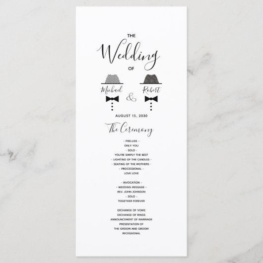 Zwart Wit Gay Wedding Programmakaart (Voorkant)