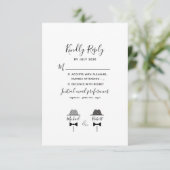 Zwart Wit Gay Wedding RSVP Kaartje (Staand voorkant)