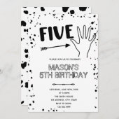 Zwart wit gebaar vijfde verjaardag kaart (Voorkant / Achterkant)