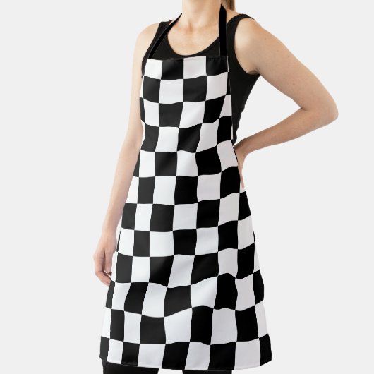 Zwart wit gebarsten patroon schort (Insitu)