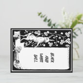 Zwart-wit gebeurteniskonijn met schuifpapierplaat kaart (Staand voorkant)