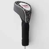 Zwart Wit Gebied Bloempatroon Modern Monogram Golfheadcover (Schuin)