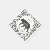 Zwart-wit gebladerte Beer Cub Baby shower Servetten (Hoek)