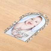 Zwart-wit gebladerte Fotogeboorte Aankondiging (Laagn)