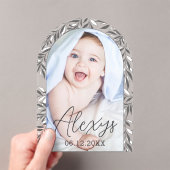 Zwart-wit gebladerte Fotogeboorte Aankondiging (Insitu (Draagbaar))