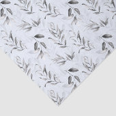 Zwart wit gebladerte op Blue Tint Baby Boy Shower Tissuepapier (Detail)