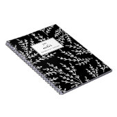 Zwart-wit gebladerte patroon gepersonaliseerd notitieboek (Rechterzijde)