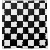 Zwart-wit geblokt spettereffect douchegordijn (Voorkant)