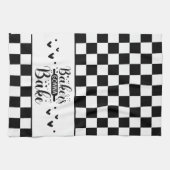 Zwart-wit geblokte bakker gaat bakken theedoek (Horizontaal)