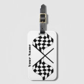 Zwart-wit geblokte racevlag bagagelabel (Voorkant (verticaal))