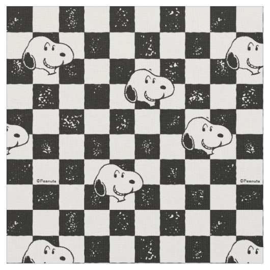 Zwart-wit geblokte Snoopy Stof (Close Up)