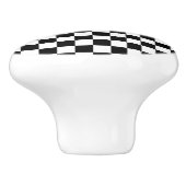 Zwart-wit geblokte vierkanten dressoir keramische knop (Zijkant)