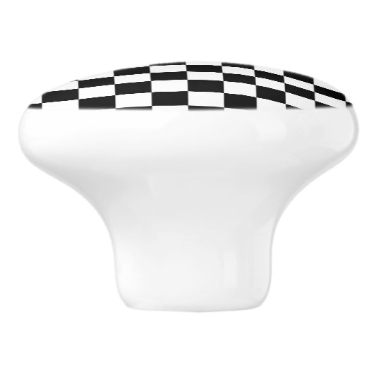Zwart-wit geblokte vierkanten dressoir keramische knop (Zijkant)