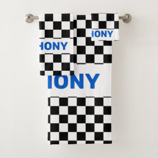 Zwart-wit geblokte vlag 1 bad handdoek
