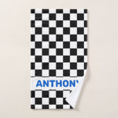 Zwart-wit geblokte vlag 1 bad handdoek (Handdoek)