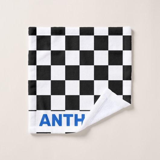 Zwart-wit geblokte vlag 1 bad handdoek (Wasdoekje)