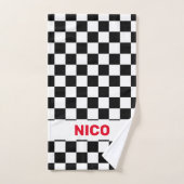 Zwart-wit geblokte vlag 2 bad handdoek (Handdoek)