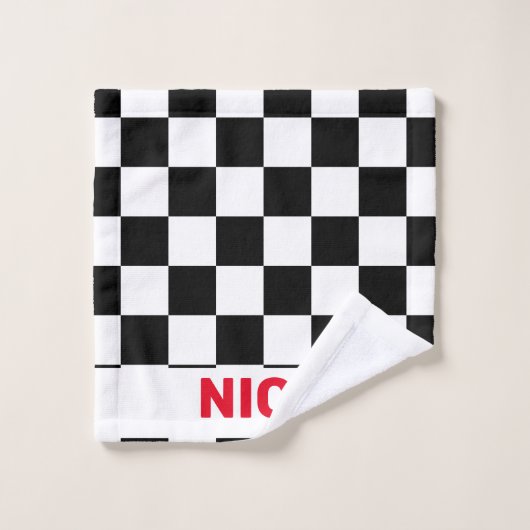 Zwart-wit geblokte vlag 2 bad handdoek (Wasdoekje)